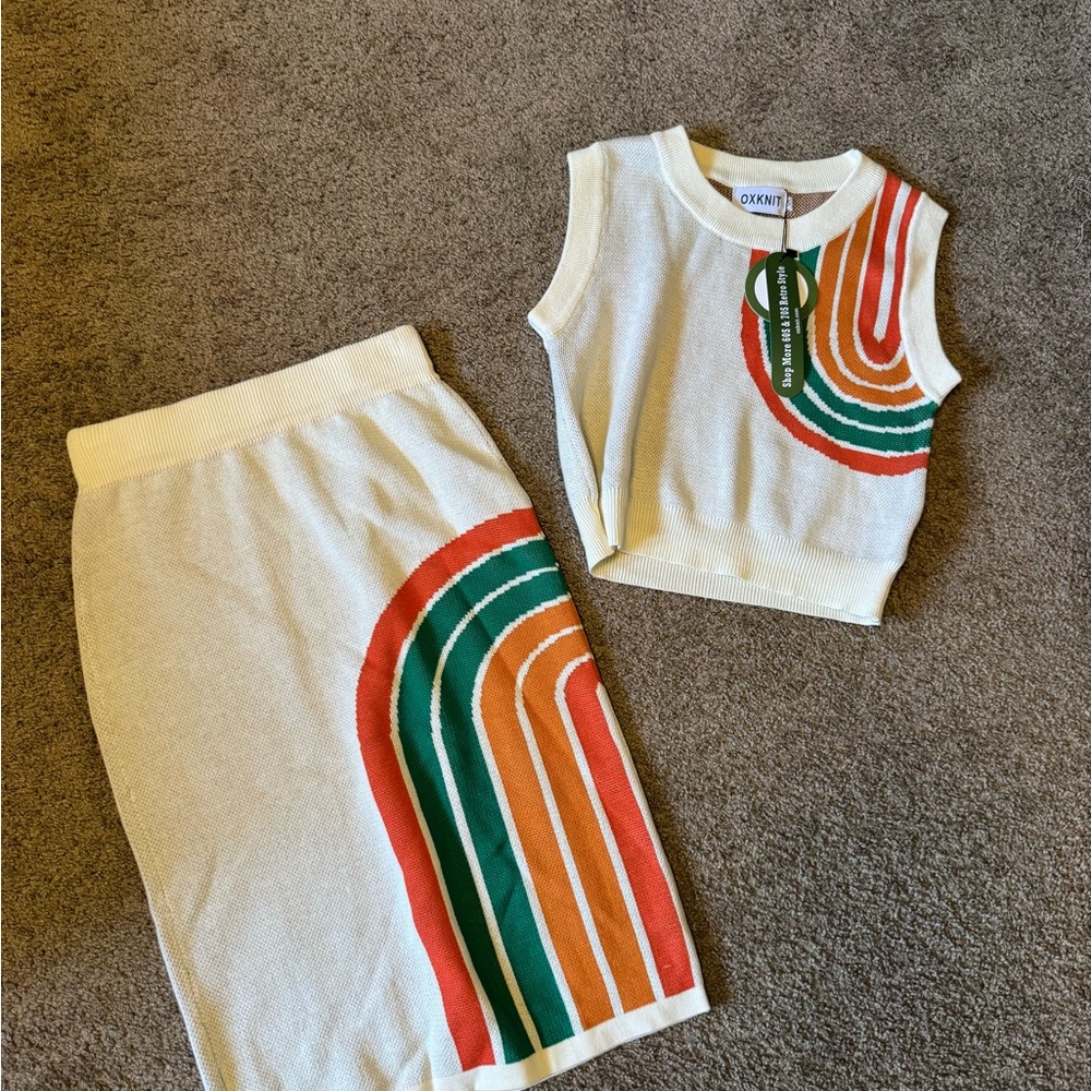 Colorful Knit Two-Piece Dress Set